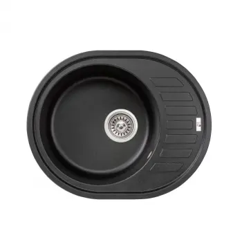 Кухонна мийка Lidz 620×500 мм/200 BLM-14 зі штучного каменю врізна з універсальним крилом (LIDZBLM14620500200)
