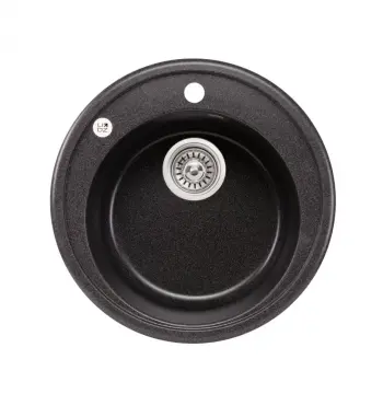 Кухонна мийка врізна кругла Lidz D510/200 GRF-13 зі штучного каменю графітова з сифоном (LIDZGRF13D510200)