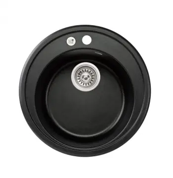 Кухонна мийка Lidz D510/200 BLM-14 зі штучного каменю чорний металік кругла (LIDZBLM14D510200)