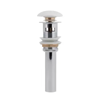 Донний клапан для раковини Qtap PU02O латунний білий з переливом (QT066PU02OW)
