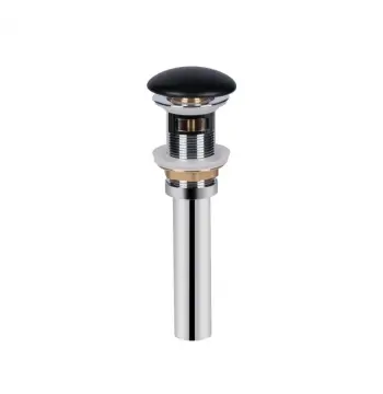 Донный клапан Click-Clack для раковины Qtap PU03O латунный черный матовый с переливом (QT066PU03OMB)
