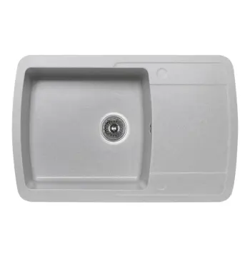 Кухонна мийка Lidz 770×490 мм/200 GRA-09 зі штучного каменю сіра врізна з універсальним крилом (LIDZGRA09770490200)