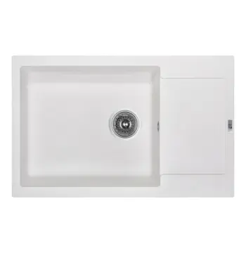 Кухонна мийка Lidz 781×510 мм/200 WHI-01 біла зі штучного каменю з універсальним крилом (LIDZWHI01781510200)