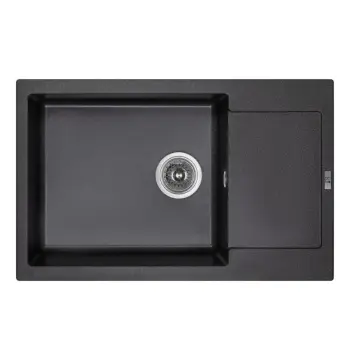 Кухонна мийка Lidz 781×510 мм/200 GRF-13 зі штучного каменю графітова з універсальним крилом (LIDZGRF13781510200)
