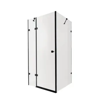 Душова кабіна Qtap Capricorn BLA10128RC6 120×80 мм см розпашна, чорна, з прозорим склом 6 мм та покриттям CalcLess, без піддона (CAPBLA10128RC6)