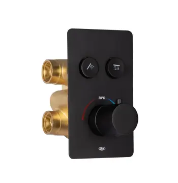 Смеситель для душа Qtap Votice QTVOT6442T105NKB латунный черный матовый термостатический скрытого монтажа на 2 потребителя (QTVOT6442T105NKB)