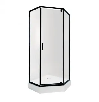 Душова кабіна Qtap Scorpio BLA10995-AC6 п'ятикутна 90×90 мм см, чорна, з піддоном та сифоном (SCOBLA10995AC6SET)