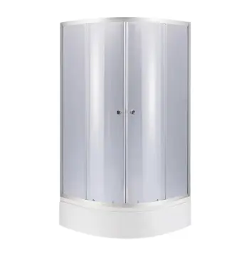 Душова кабіна Latwa SC90x90.SAT.MID.GR полукругла, скло тон. 4 мм + Душовий піддон KAPIELKA ST90x90x26, з панеллю Lidz