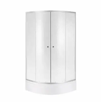 Душова кабіна Lidz SC80x80SATMIDFR Latwa SC80×80 мм.SAT.MID.FR напівкругла з середнім піддоном KAPIELKA, матове скло 4 мм, профіль сатин (LLSC8080SATMIDFR2SET)