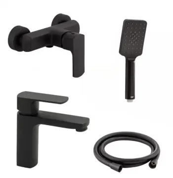 Набір змішувачів 5 в 1 Qtap Lipno чорний з душовим гарнітуром (QTLIPNO1023101CB45463)