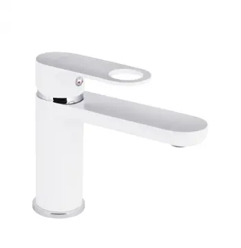 Змішувач для раковини Qtap Jay QTJAY270CRW45551 латунний одноважільний, хром/білий (QTJAY270CRW45551)