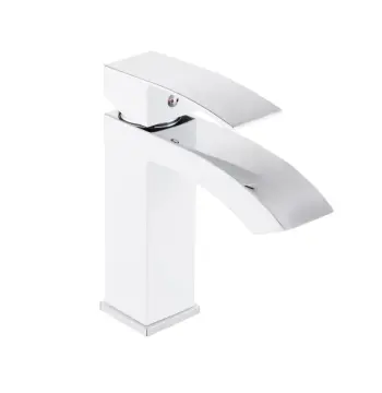 Змішувач для раковини Qtap Swan Cascada QTSWA270CRW45568 латунний хромований з білим одноважільний (QTSWA270CRW45568)