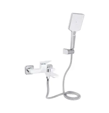 Змішувач для ванни Qtap Presto 259 латунний хром/білий з душовим гарнітуром (QTPRE259CRW45579)
