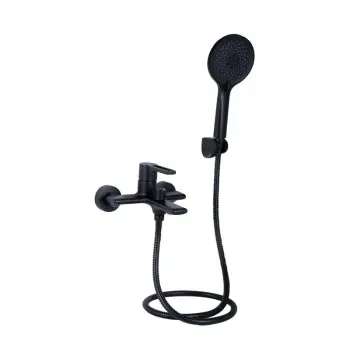 Змішувач для ванни Qtap Taurus QTTAU259BLM45662 матовий чорний з душовим гарнітуром (QTTAU259BLM45662)