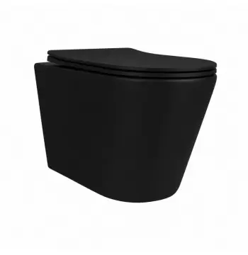 Підвісний унітаз Qtap Scorpio Ultra Quiet безобідковий матовий чорний з сидінням Soft-close (QT14332380AMB)
