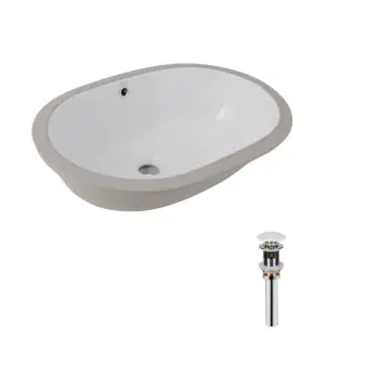Комплект Qtap Stork: Раковина врізна овальна 570x390x210 мм White + Донний клапан PU02O