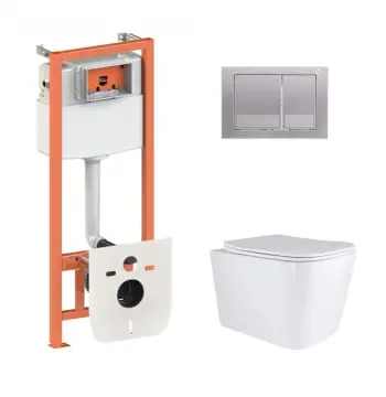 Готове рішення Qtap для ванної кімнати: підвісний унітаз Tern Ultra Quiet 525x345x360 + комплект інсталяції Nest 4 в 1 (квадратна клавіша Satin)