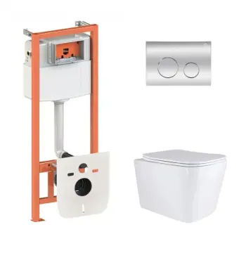 Готове рішення Qtap для ванної кімнати: підвісний унітаз Tern Ultra Quiet 525x345x360 + комплект інсталяції Nest 4 в 1 (кругла клавіша Chrome)