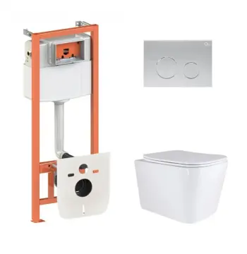 Готове рішення Qtap для ванної кімнати: підвісний унітаз Tern Ultra Quiet 525x345x360 + комплект інсталяції Nest 4 в 1 (кругла клавіша Satin)