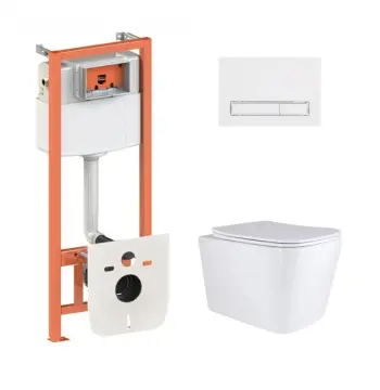 Готове рішення Qtap для ванної кімнати: підвісний унітаз Tern Ultra Quiet 525x345x360 + комплект інсталяції Nest 4 в 1 (лінійна клавіша White)