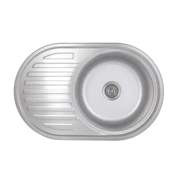 Кухонна мийка Brinex 7750 врізна з нержавіючої сталі satin з крилом 0, 8 мм (BRIN7750SAT08)