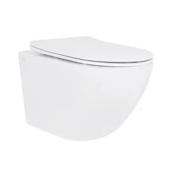 Унітаз підвісний Qtap Jay Rimless білий з дюропластовим сидінням Slim Soft-close та Quick Release (QT07335177RW)