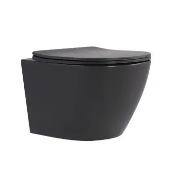 Підвісний безобідковий унітаз Qtap Robin Ultra Quiet антрацитовий з сидінням Slim Duroplast Soft-close / Quick Release (QT13332381АSAN)