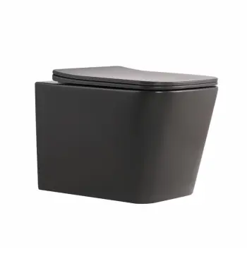 Унітаз підвісний Qtap Tern Ultra Quiet матовий антрацит, безобідковий з сидінням Slim Duroplast, Soft-close та Quick Release (QT17332303ASAN)