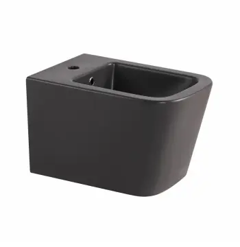 Біде підвісне Qtap QT17551303GAN Tern керамічне матове антрацитове з отвором для змішувача (QT17551303GAN)