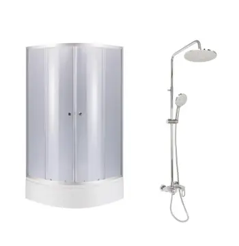 Комплект для душу 2 в 1 Lidz LLSC9090SATMIDGR2SETДушева Latwa LLSC9090SATMIDGR2SET + LDLAT1030CRM45417 сатин/хром з тонованим склом, на 3 споживача (LLSC9090SATMIDGR2SET48317)