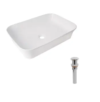 Комплект Qtap Virgo N: Раковина накладна 560x380x130 мм, White, прямокутна + Донний клапан Pop-up PU02