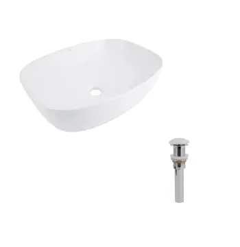 Комплект Qtap Cardinal: Раковина накладна 500×380×140 мм, White, овальна + Донний клапан Pop-up PU02