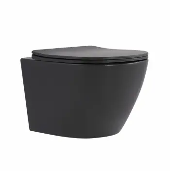 Унітаз підвісний безобідковий Qtap Robin Ultra Quiet антрацитовий з сидінням Slim Duroplast (QTROB26AN48995)