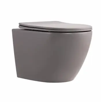 Унітаз підвісний Qtap Robin Ultra Quiet кам'яно-сірий безобідковий з сидінням Slim Duroplast Soft-close / Quick Release (QTROB26SG48996)