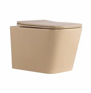 Унітаз підвісний безобідковий Qtap Tern Ultra Quiet бежевий з сидінням Slim Duroplast Soft-close / Quick Release (QTTER26SB49001)