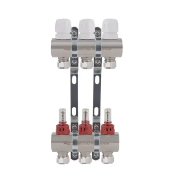 Колектор для теплої підлоги Thermo Alliance Standart TAS235W3E латунний з витратомірами та євроконусами 1" на 3 виходи (TAS235W3E)