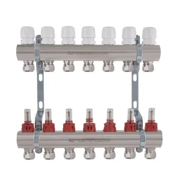 Колектор для теплої підлоги Thermo Alliance Standart TAS235W7E латунний з витратомірами та євроконусами на 7 виходів 1 (TAS235W7E)