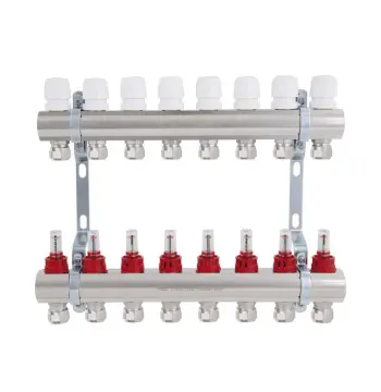 Колектор для теплої підлоги Thermo Alliance Standart TAS235W8E латунний з витратомірами та євроконусами на 8 виходів 1 (TAS235W8E)