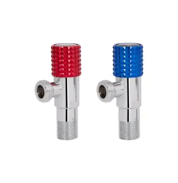 Комплект кутових кранів (круг, червоний+синій) Thermo Alliance Standart 1/2"ЗЗ, нерж, хром, керам. буксу TAS350W1515RB