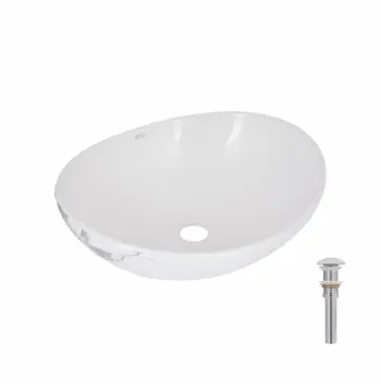 Раковина накладна Qtap Dove мармурова овальна з донним клапаном (QTDOV188MR49785)