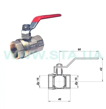 Кран кульовий STA 1/2" ВВ (червона ручка) НІК.