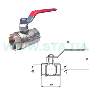 Кран кульовий STA 3/4" ВВ (червона ручка) НІК.