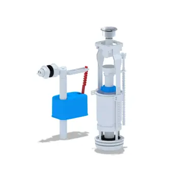 Набір для бачка унітазу ANI-plast WC6050M з боковим підведенням G1/2", з пластиковим штуцером, кнопка метал, хром