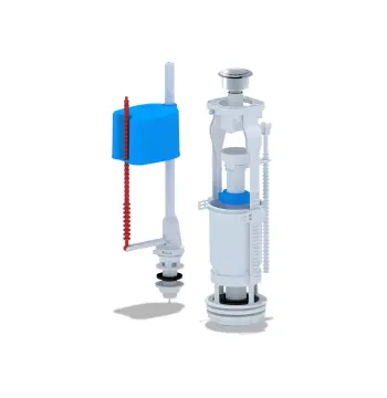 Набір для бачка унітазу ANI-plast WC6550M із нижнім підведенням G1/2", з пластиковим штуцером, кнопка метал, хром