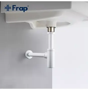 Сифон для раковини Frap F82-6 під донний клапан, латунь, білий