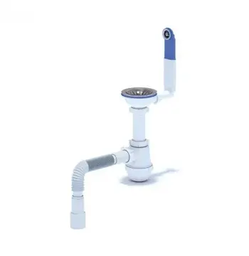 Сифон для мийки ANI-plast A0145S P15, 1 1/2" x 40 з жорстким переливом та гнучкою трубою 40 х 40/50