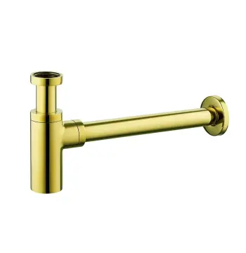 Сифон для раковини FRAP F82-3 1 1/4" з виходом у стіну кріплення гайкою золотий