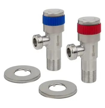 Кран приладовий WEZER SOL22A-20-TWIN 1/2"X1/2" комплект (пара) з нержавіючої сталі (синій + червоний)