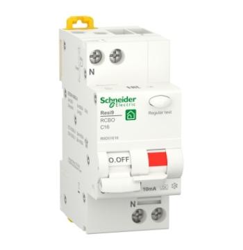 Диференційний автомат 1P+N, 16A, RESI9 C, 10mA, АC, 6kA, Schneider (R9D51616)