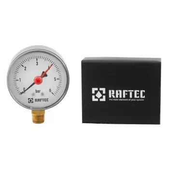 Манометр радіальний (низ) Raftec 6 бар 1/4" ф63 мм
